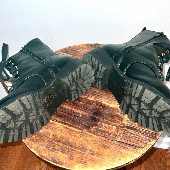 Black Lace Up Combat /Biker Boots size 8 - Picture 8 of 10